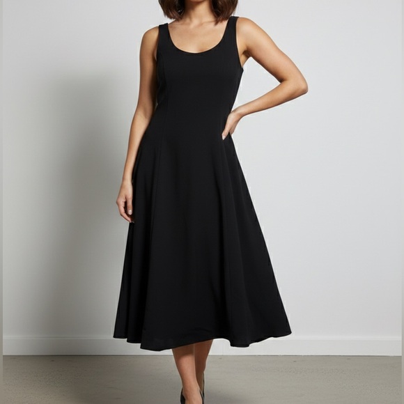vintage Dresses & Skirts - Classic Sleeveless A-line Black Midi Dress Women’s Size Medium 10